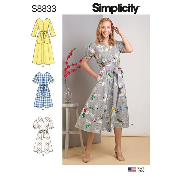 Simplicity Sewing Pattern 8833 Dress Pullover Tie Belt Misses Size 6-14 - Picture 1 of 4